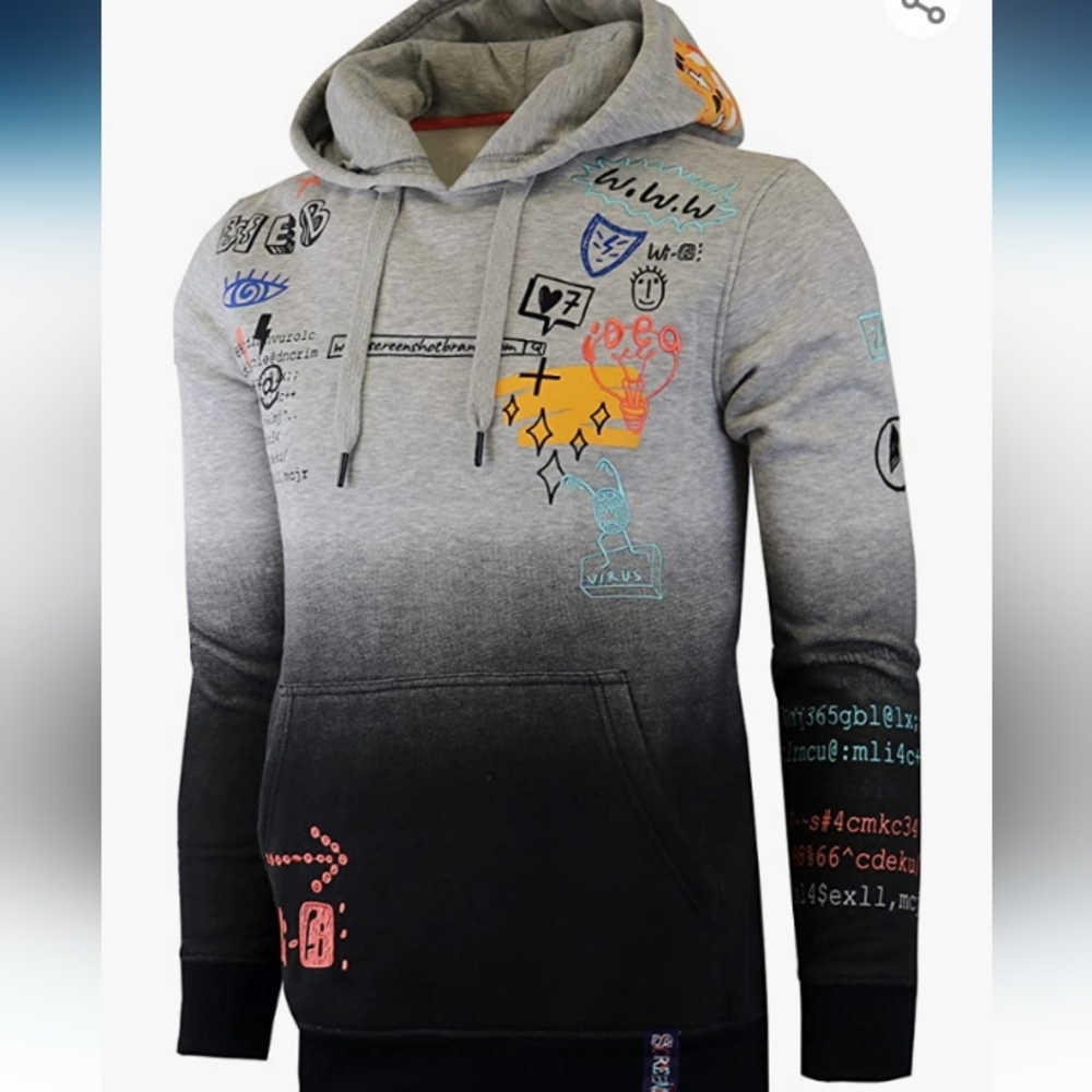 SCREENSHOT Mens Urban Hip Hop Premium Fleece Hoodie - Modern Pullover NYC Street